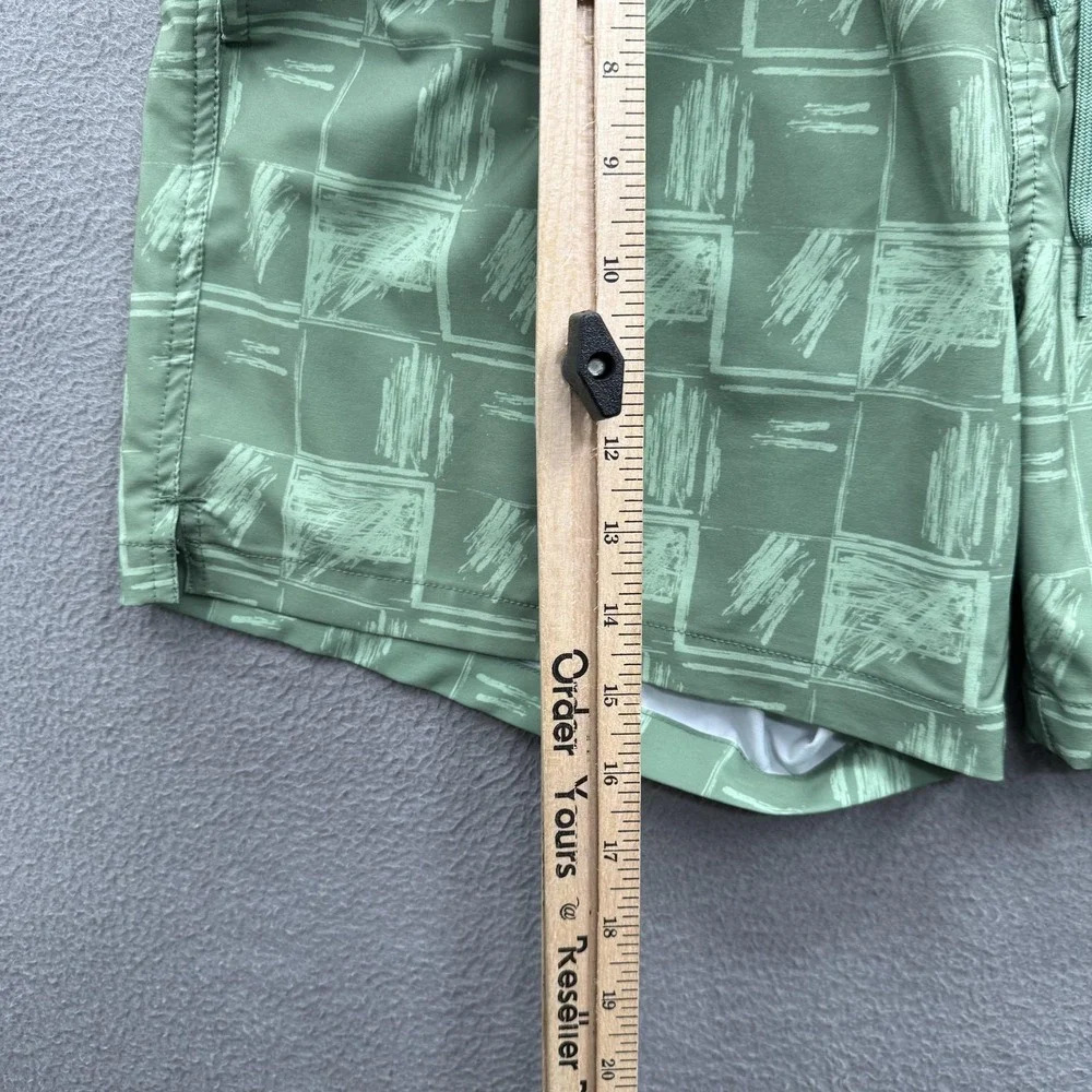 Bearbottom Clothing Swim Shorts Mens XL Green Geometric Trunks 5.5 Inseam Lined